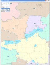 Green Lake County, WI Wall Map Color Cast Style 2026